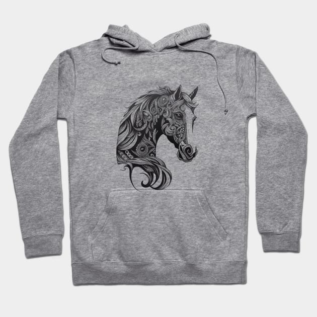 Horse Wild Animal Nature Illustration Art Tattoo Hoodie by Cubebox